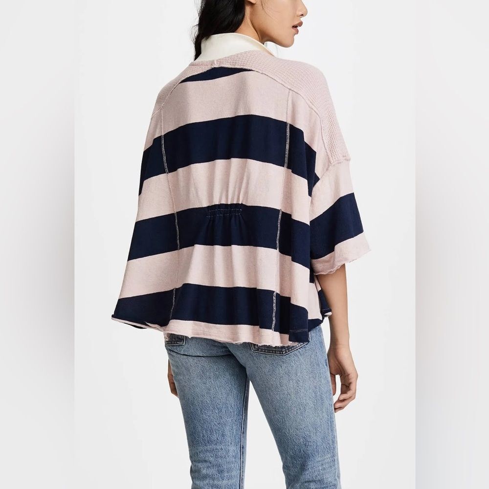 NWT FREE PEOPLE Yuki Oversize Cotton Striped Polo. Size Medium - Picture 3 of 8